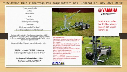 YFM20050BATTREM Timmervagn Pro komp+batteribox