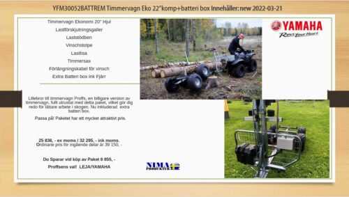 YFM30052BATTREM Timmervagn Eko 22'' Komp+batteribox