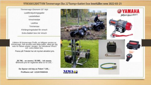 YFM30052BATTVIN Timmervagn Eko 22'' komp+batteribox